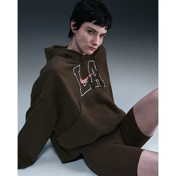 Nike Sportswear Phoenix Fleece Womens Oversized Hoodie HQ3024 LA Brown SMALL NEW - Picture 9 of 10